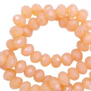 Top Facet kralen 6x4mm disc Apricot rose-pearl shine coating